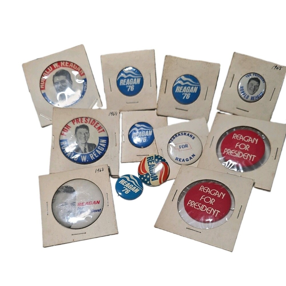 Vintage Ronald Reagan GOP Political Campaign Pins - Lot of 12
